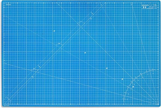 Matita Snijmat 5-laagse Blauw 3 mm Dikte - A1 Formato - Raster a doppia faccia - Matita Snijonderlegger metrico - Quilting, Sartoriale, Patchwork - 90 x 60 cm