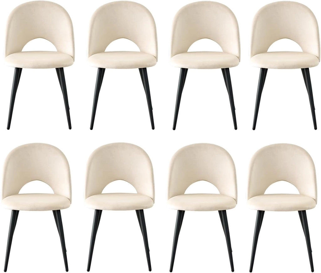 GrandCA HOME Set di 4 Sedie da Pranzo, Moderne Sedie da Cucina Imbottite con Gambe in Metallo, Adatte a Sale da Pranzo, Soggiorni e Camere da Letto - Nero