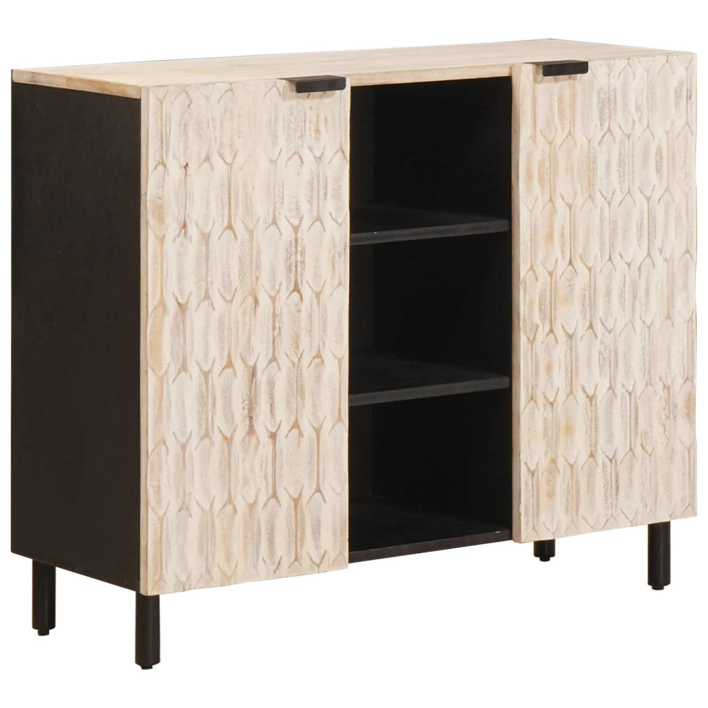 Credenza con porta-Buffet-Armadio da cucina Finitura Bianco Lavato 90 x 33,5 x 75 cm
