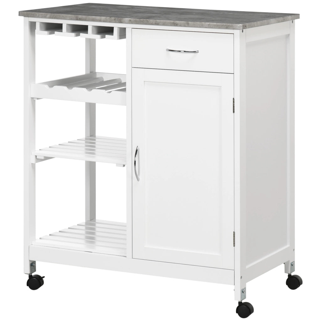 Carro da cucina con ruote ¨C zephmum ¨C bianco 76x48x88 cm