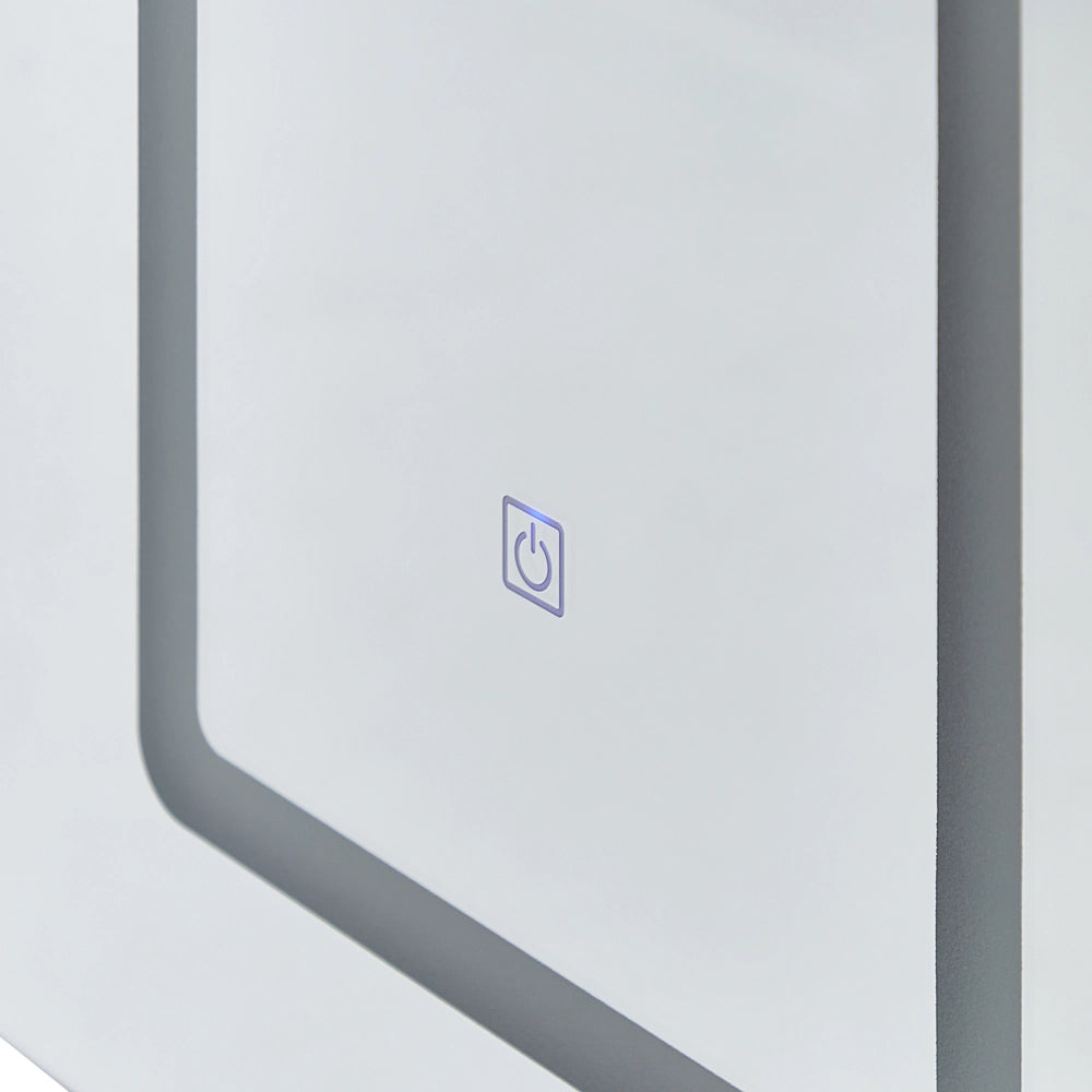 Specchiera da bagno in vetro nero e legno ingegnerizzato con LED 40 x 60 cm Design moderno