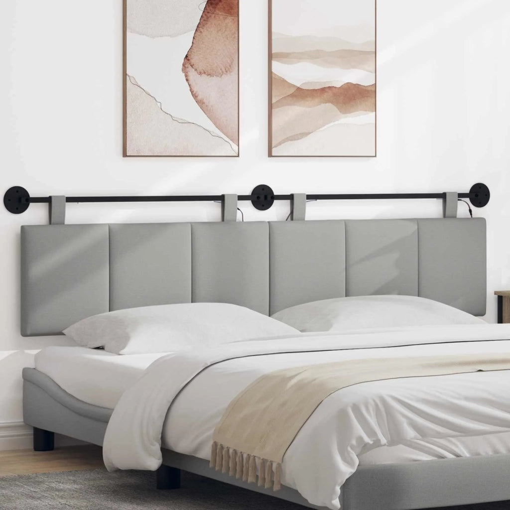 Testiera sospesa Con luce LED Grigio Nuvola Tessuto
