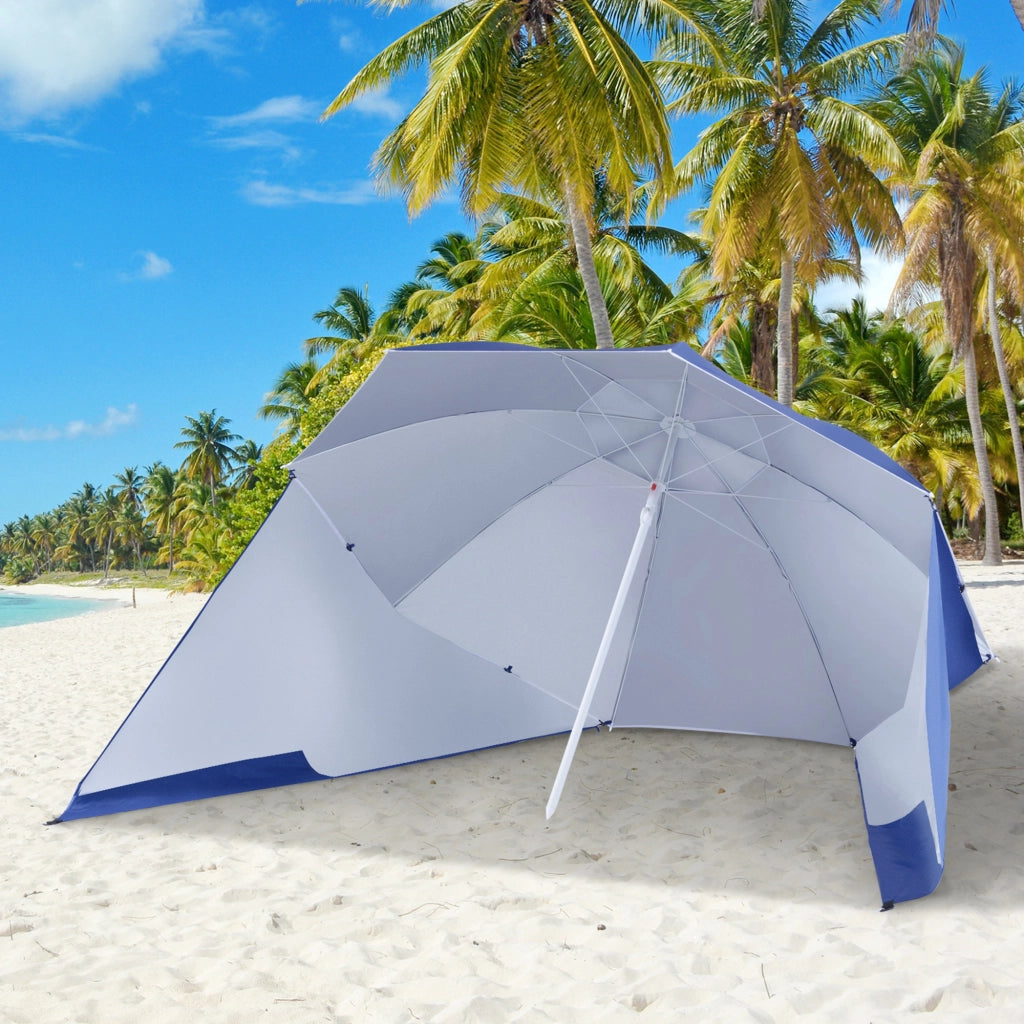 Ombrellone Parasole 2 in 1 ¨C zephmum ¨C Poliestere Ferro Blu 200x220 cm