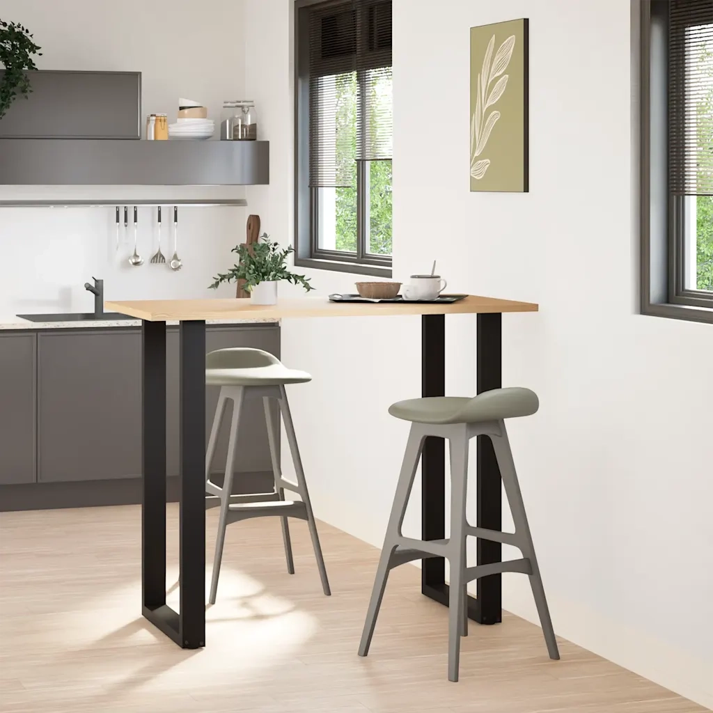 Gambe per tavolo da bar a forma di U 2 pz nere 60x(110-111) cm in acciaio 4013248