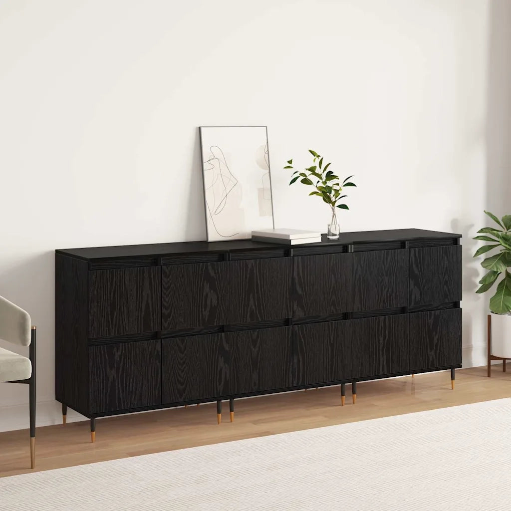 Armadio 3 pcs Rovere Nero 60 x 35 x 70 cm
