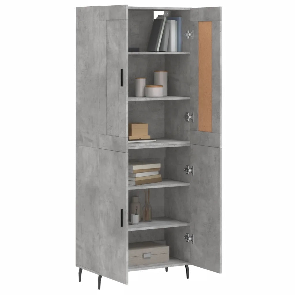 Credenza-Buffet-Armadio da cucina Grigio Cemento 69,5x34x180 cm in Legno Multistrato 904918