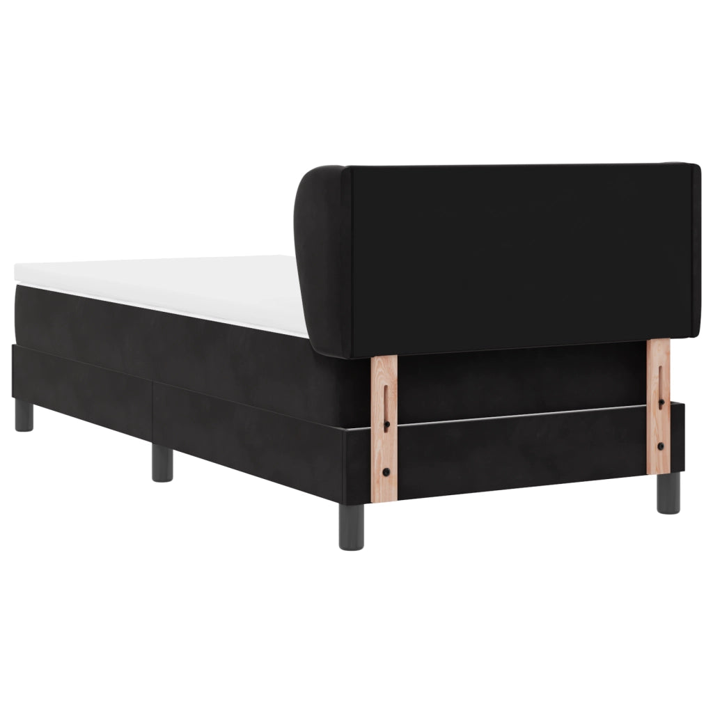 Letto Box Spring con Materasso Nero 90x190 cm Velluto