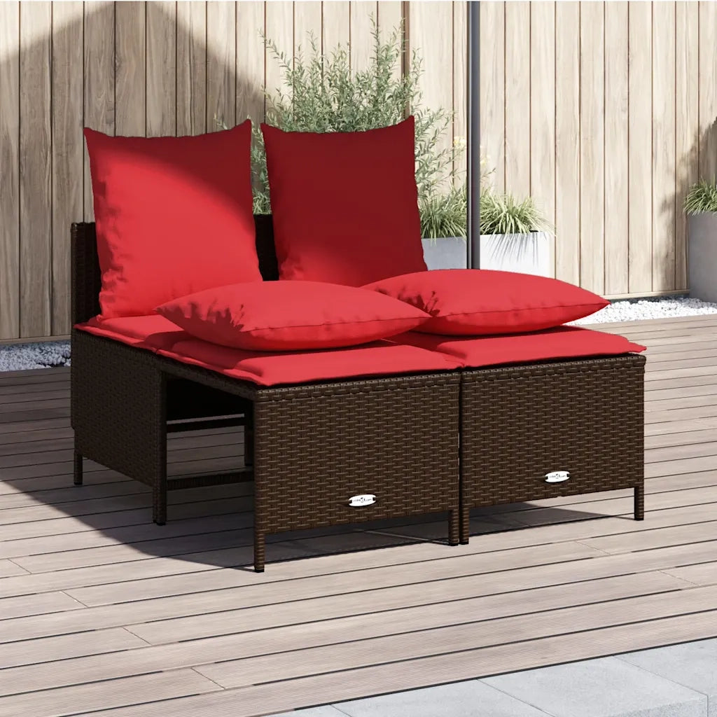 Set Divani da Giardino 4 pz con Cuscini Marrone in Polyrattan 368386