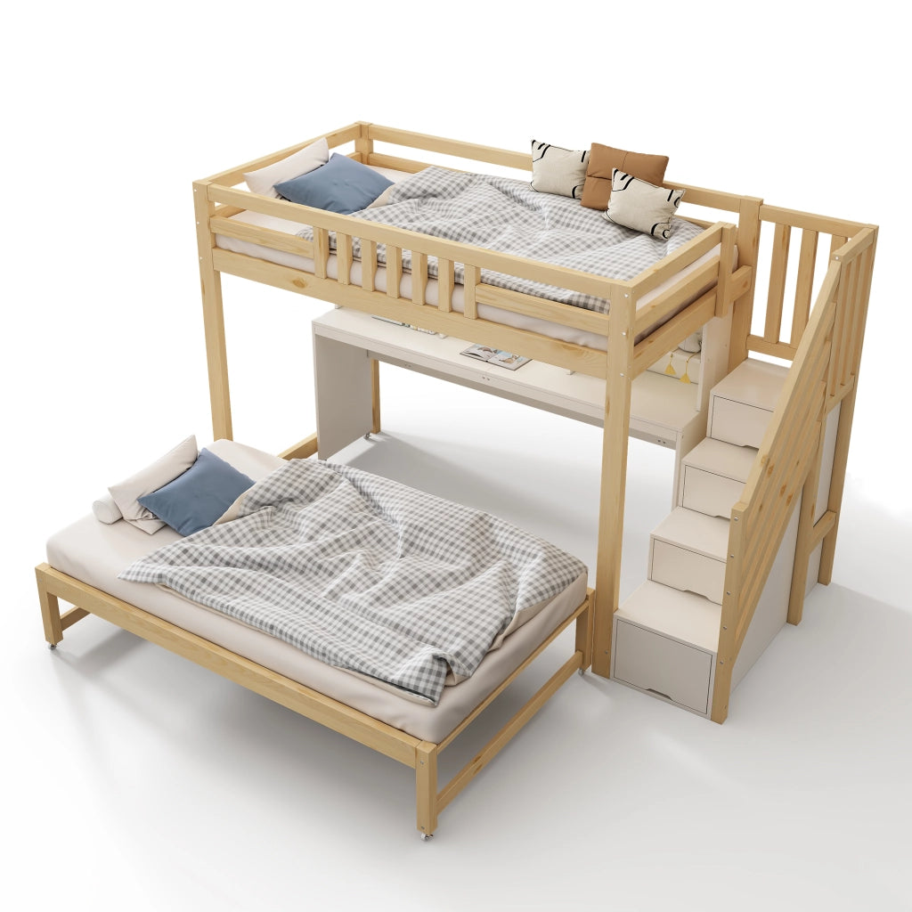 letto a castello in legno bianco e rovere 97 x 254 cm