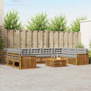 Set di divani da esterno 10 pcs Grigio Naturale e Chiaro