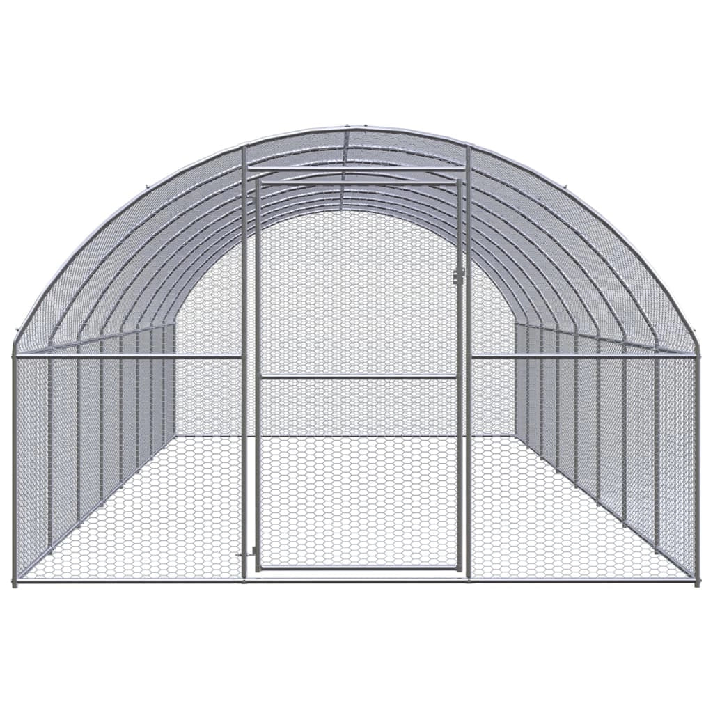 Pollaio/recinto/gabbia per polli da esterno 3 x 8 x 2 m acciaio zincato argento 02_0044017
