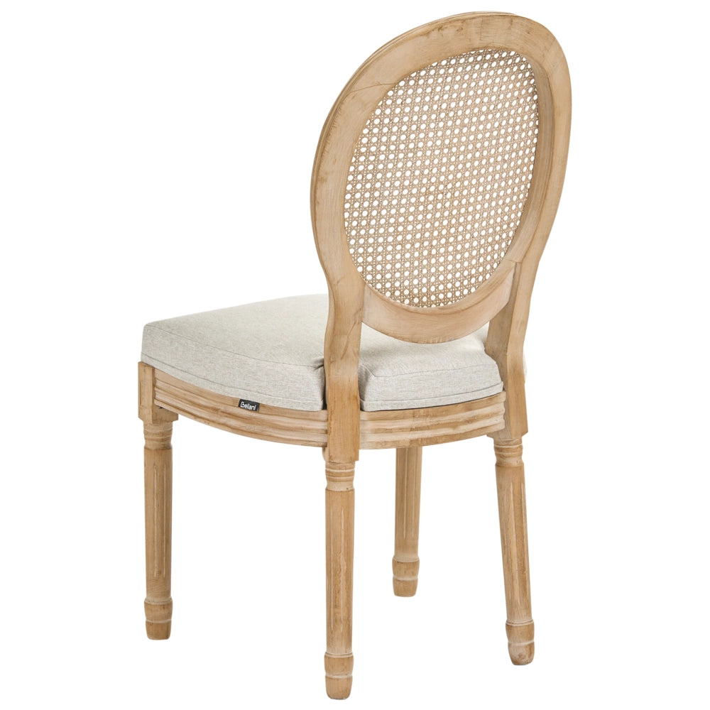 Set di 2 sedie da pranzo con struttura in legno e rivestimento in tessuto marrone chiaro e beige in stile country con intreccio viennese
