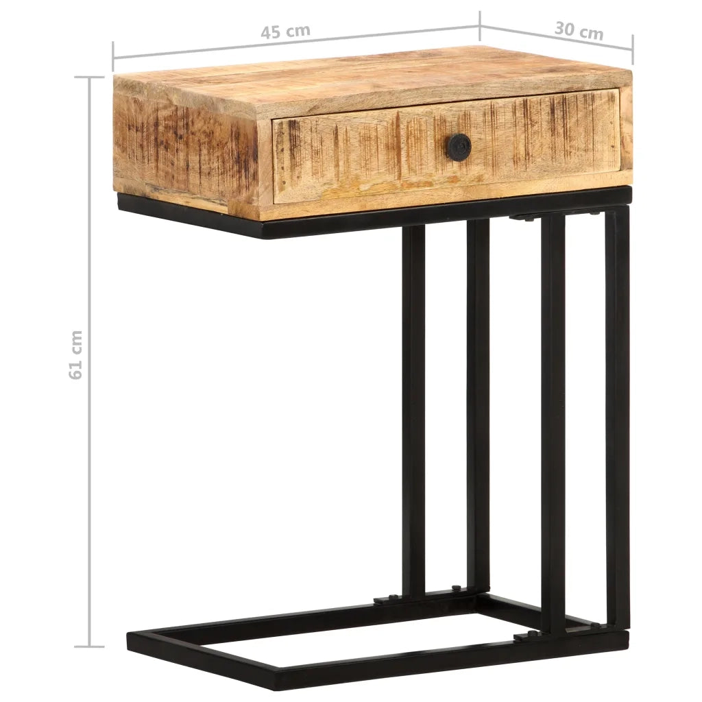 Tavolino Laterale a Forma di U 45x30x61 cm in Massello di Mango cod mxl 18570