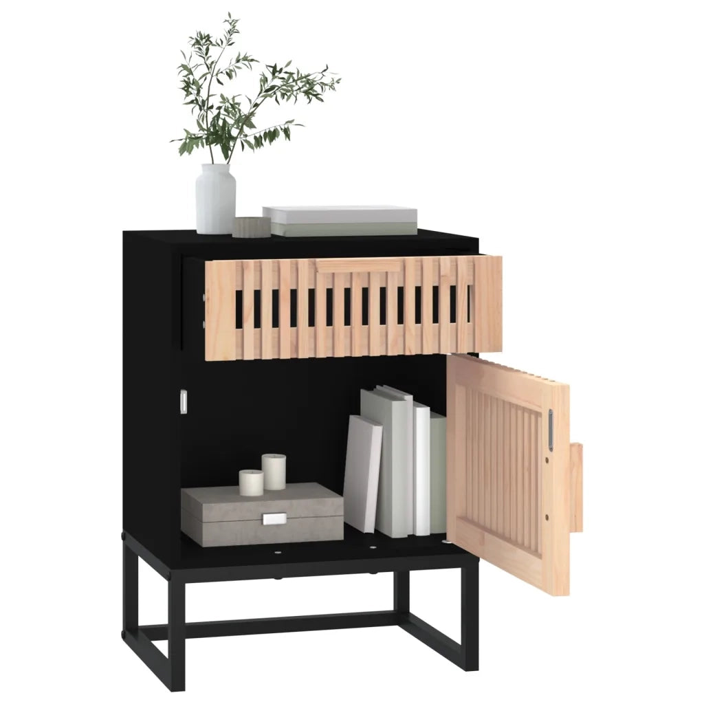 Comodini 2 pz-Set di 2 Tavolino da notte Neri 40x30x55,5 cm Legno Multistrato e Ferro