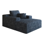 Chaise longue modulare in corduroy con seduta profonda e schiuma elastica blu