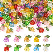 Hanger per fiori 100 pezzi - Hanger trasparente in acrilico - Fiore a forma di tulipano - Anelli in ottone - Fai da te per gioielli - 10 colori