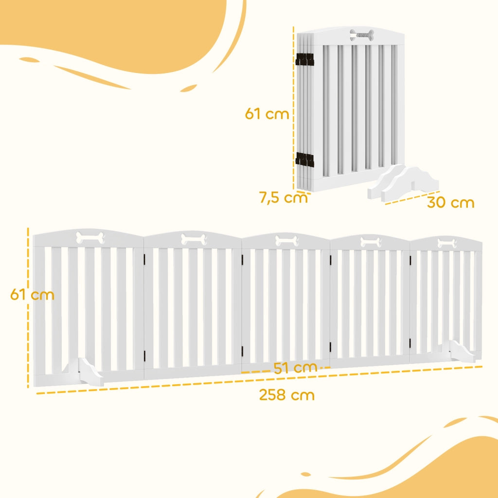 Cancelletto per Cani Autoportante ¨C Xylo ¨C 258x30x61 cm Bianco