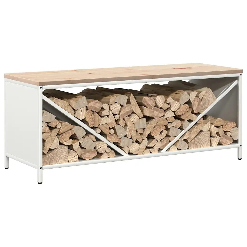 Rastrelliera per Legna da Ardere-Portalegna con Piano Bianca 100x40x60 cm