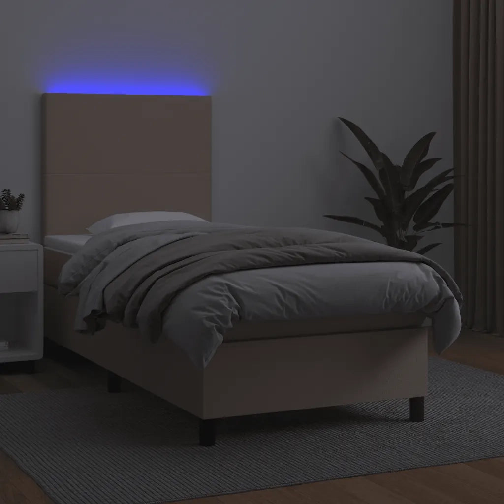 Giroletto Molle Materasso e LED Cappuccino 90x190 cm Similpelle cod mxl 57677