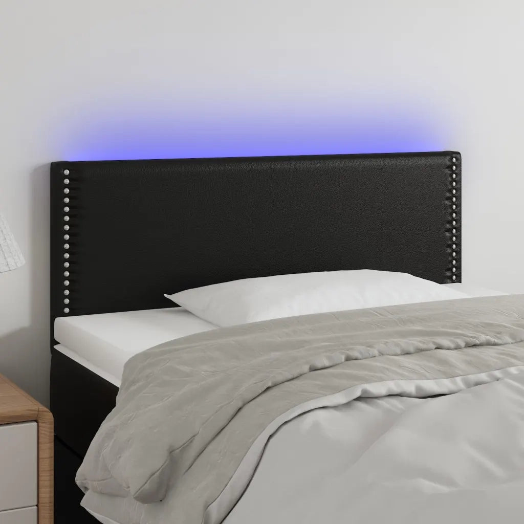 Testiera-Testata-Testiera Decorativa Nera a LED 100x5x78/88 cm in Similpelle 621443