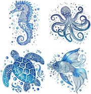 Decorazione per Finestre - Sticker per Finestre - Tema Oceano - Blu - Adatto per la Casa - 16 cm
