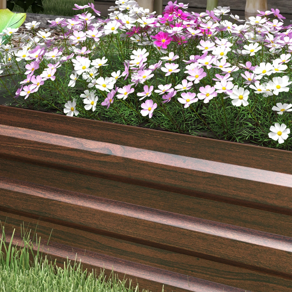 Letto per Orto Rialzato 240x60x30 cm Fioriera per Fiori o Coltivazione a Fondo Aperto in Acciaio Galvanizzato Effetto