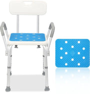 Sedia per doccia - Altezza regolabile - Con fori - Bianco 41 x 34 x 41-53 cm