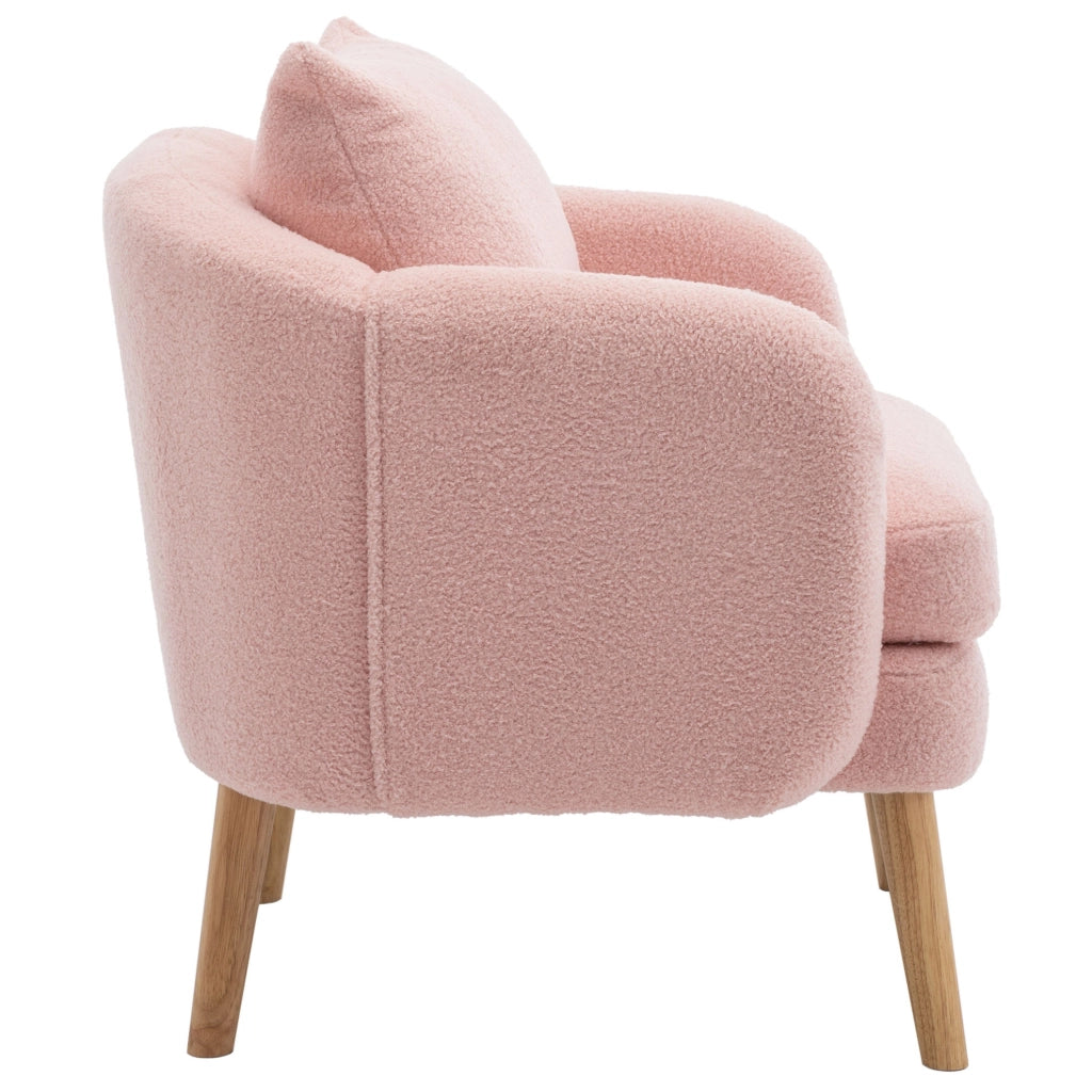 Poltrona singola in tessuto Teddy rosa 71x72x71 cm con cuscino; seduta 14 cm