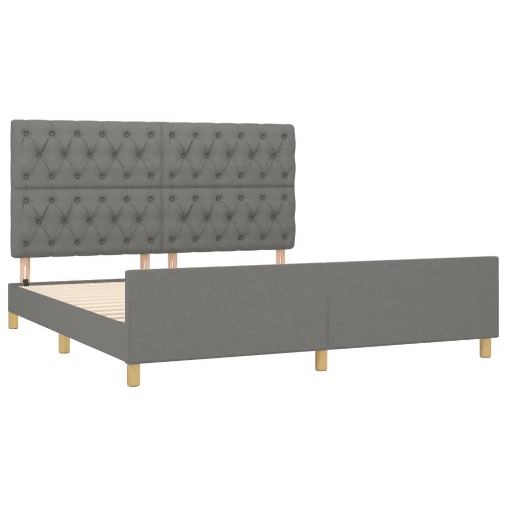 Giroletto con Testiera Grigio Scuro 160x200 cm in Tessuto cod mxl 61626