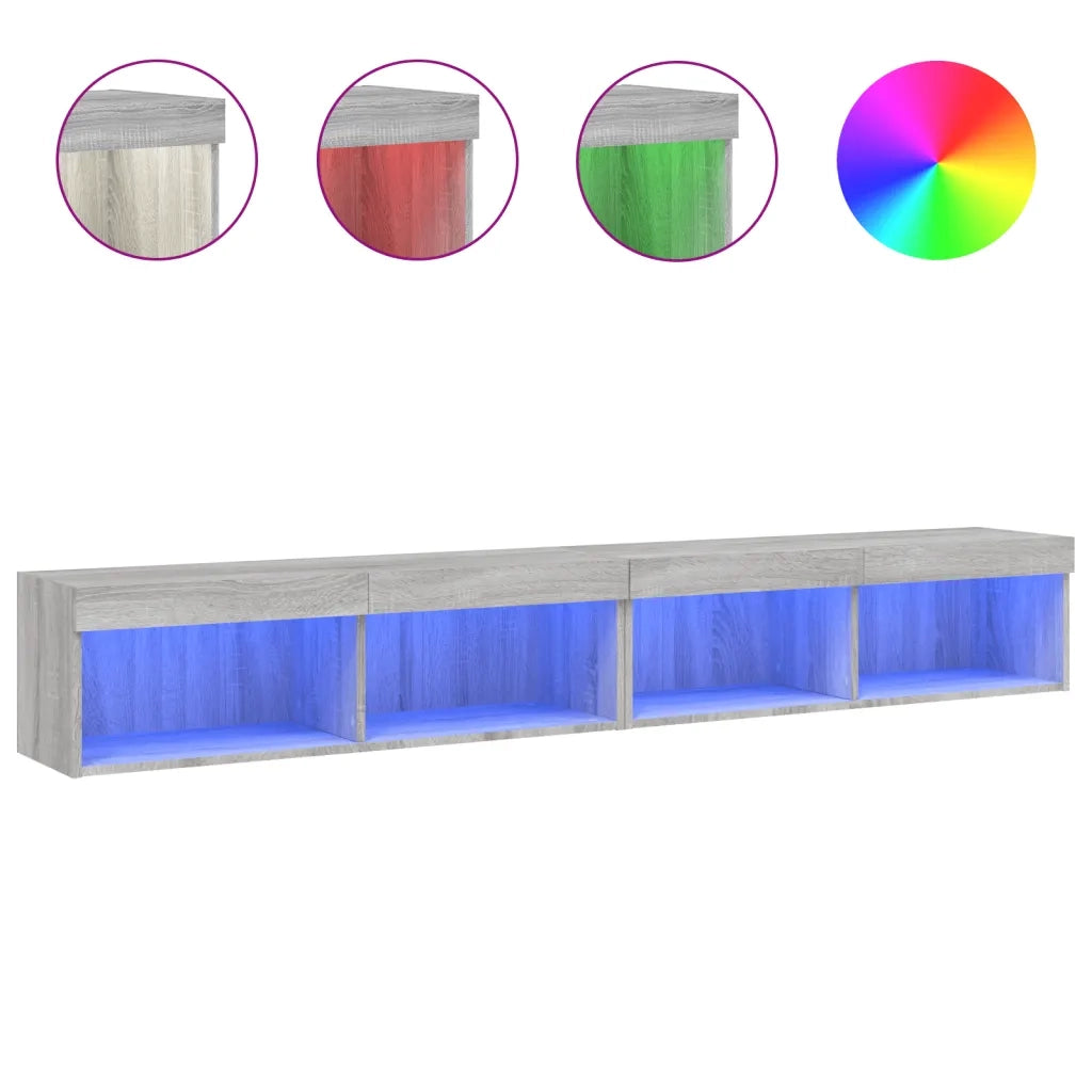 Mobili TV con Luci LED 2pz-Set di 2 Credenza per TV Grigio Sonoma 100x30x30 cm