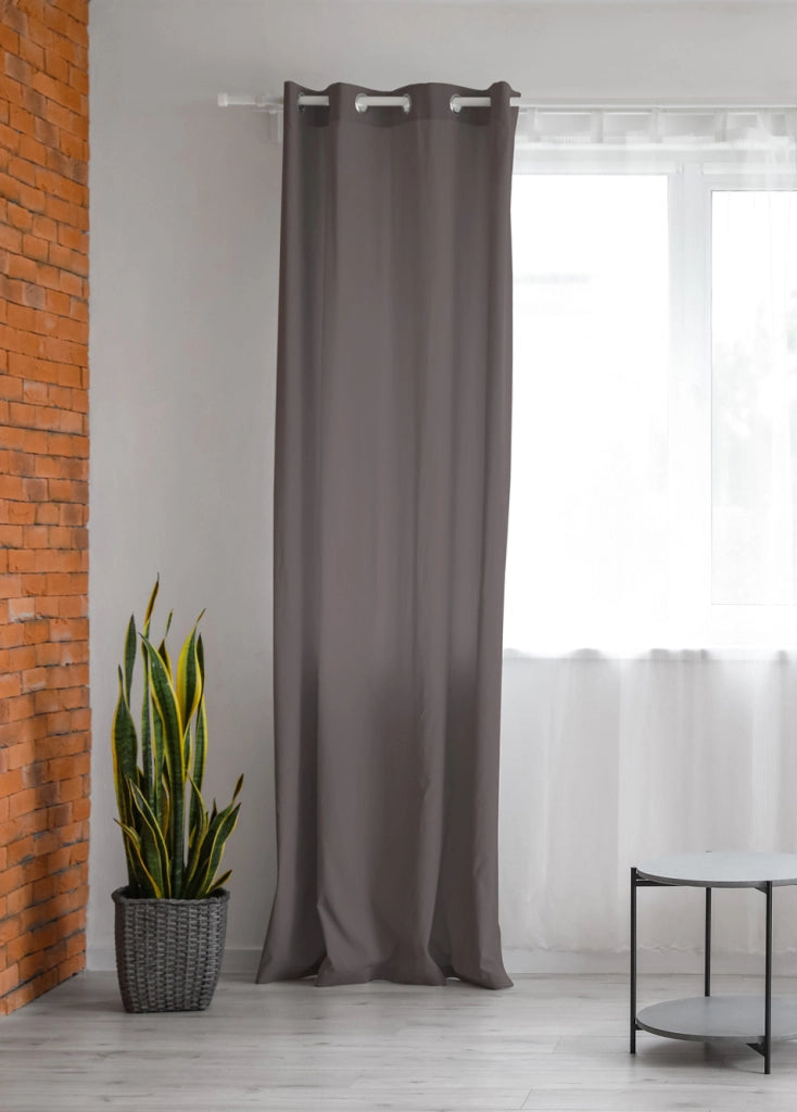 Tenda Semioscurante 140 x 290 Cm Moderne Con Occhielli  GrigioScuro - 2 Tende