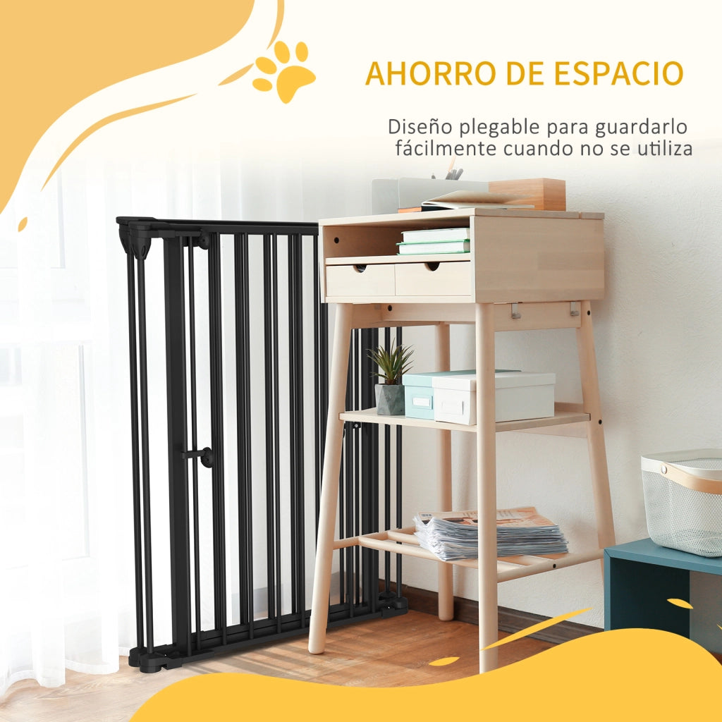 Recinto per Cani Pieghevole in Acciaio con 3 Pannelli ¨C zephmum ¨C Nero 206x90 cm