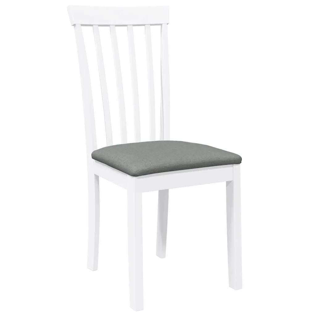Sedie da Pranzo con Cuscini 2 pz Bianco Legno Massello di Hevea