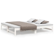 Letto matrimoniale | Letto per adulti | Dormeuse Estraibile Bianca 2x(75x190) cm Legno Massello di Pino