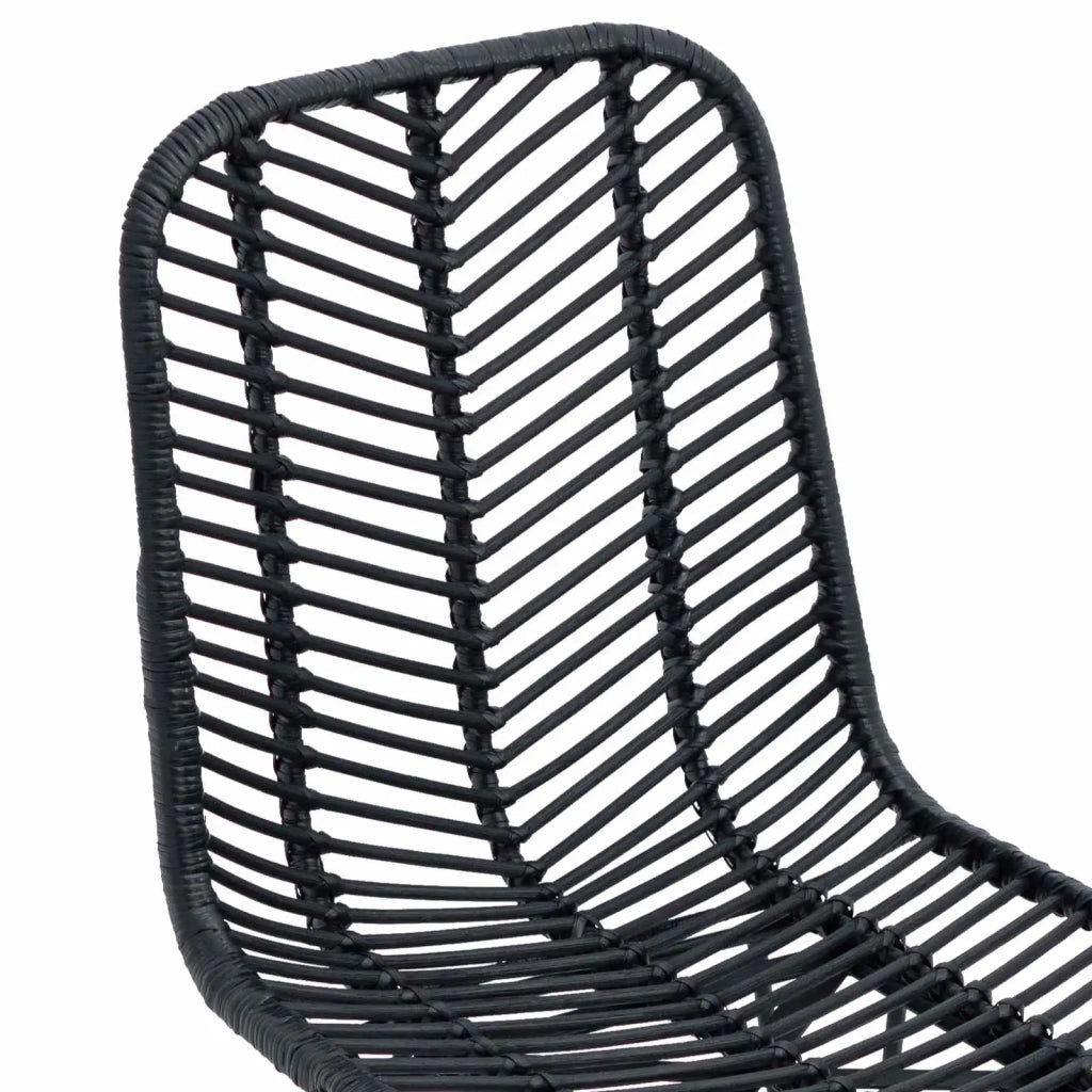 Sedia da pranzo 2 pcs Rattan e Ferro Nero 44,5 x 54,5 x 85 cm