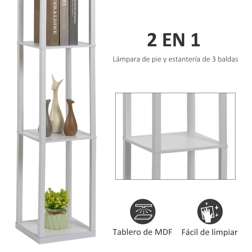Tavolino da salotto con lampada e scaffali ¨C zephmum ¨C bianco