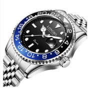 Trade Shop - Orologio Polso Uomo Acciaio Quarzo Silver Blu Nero Nautica Mare Longbo Subacqueo -