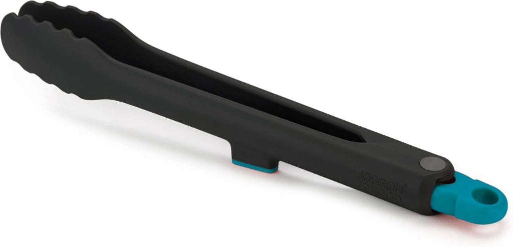 Joseph Joseph Duo Pinze da cucina con sistema di bloccaggio, resistente al calore e con poggiautensili integrato, Nero/Blu