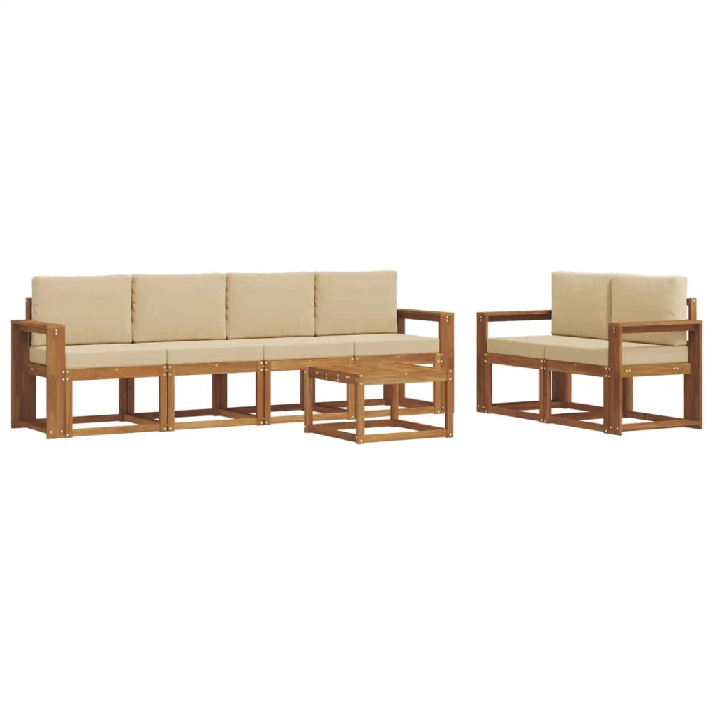 Set di divani da esterno con cuscino 7 pcs Naturale e Beige