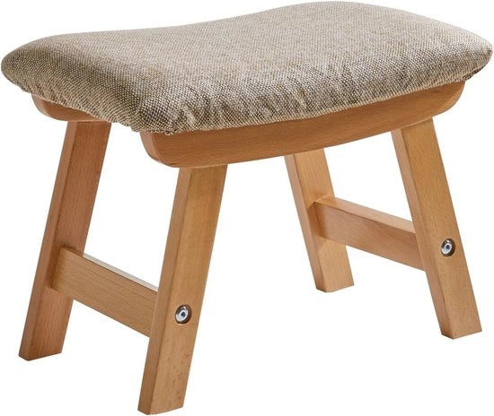 Banco per piedi in legno con rivestimento morbido - adatto per soggiorno e camera da letto - 1 pezzo - beige