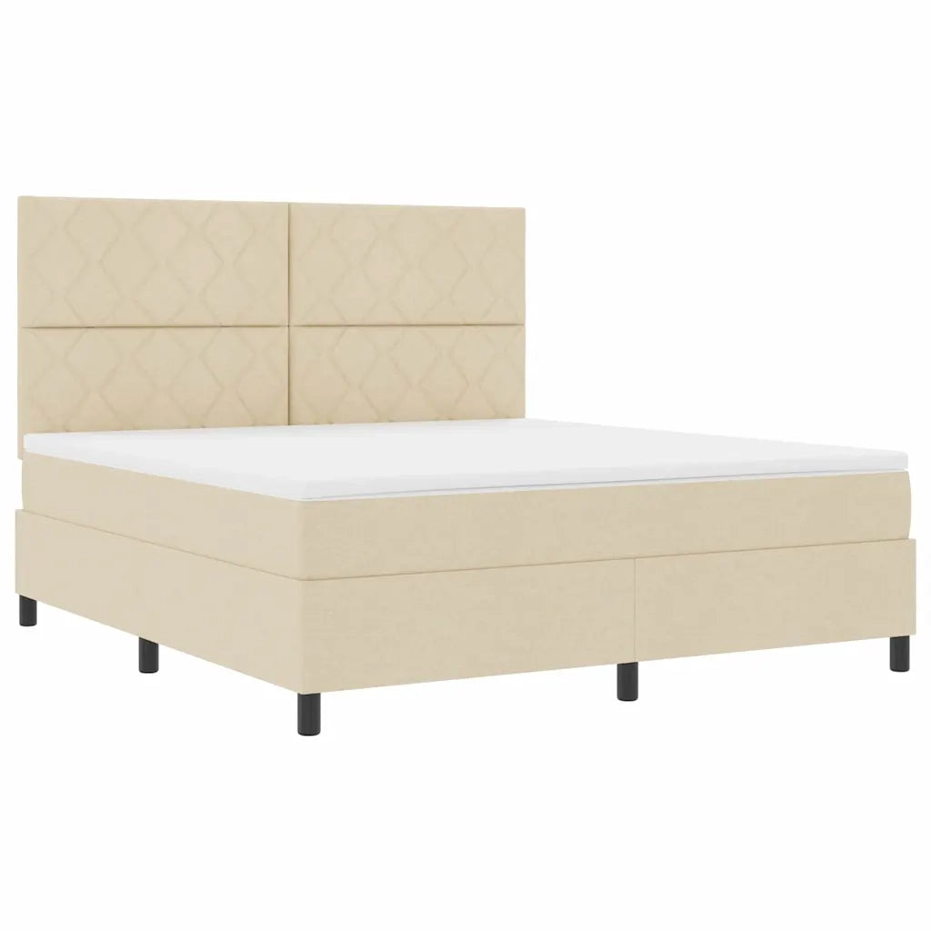 Letto a molle con testiera Crema 180 x 200 cm Tessuto 3339488