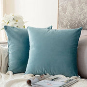 Set di 2 cuscini decorativi in flanella senza riempimento - Cuscini decorativi con chiusura a zip nascosta - Blu-verde 20 x 20 pollici 50 x 50 cm