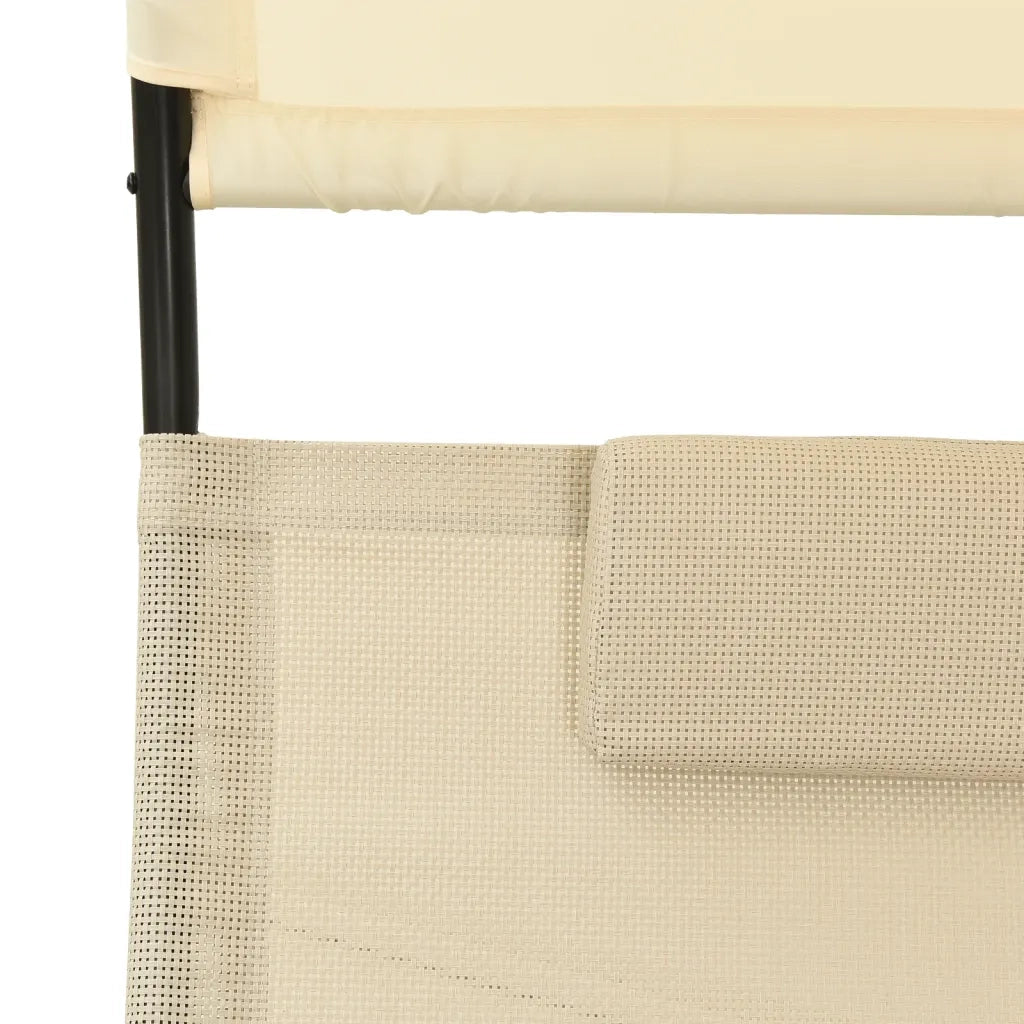 Lettino Prendisole Doppio con Baldacchino in Textilene Crema cod mxl 17659