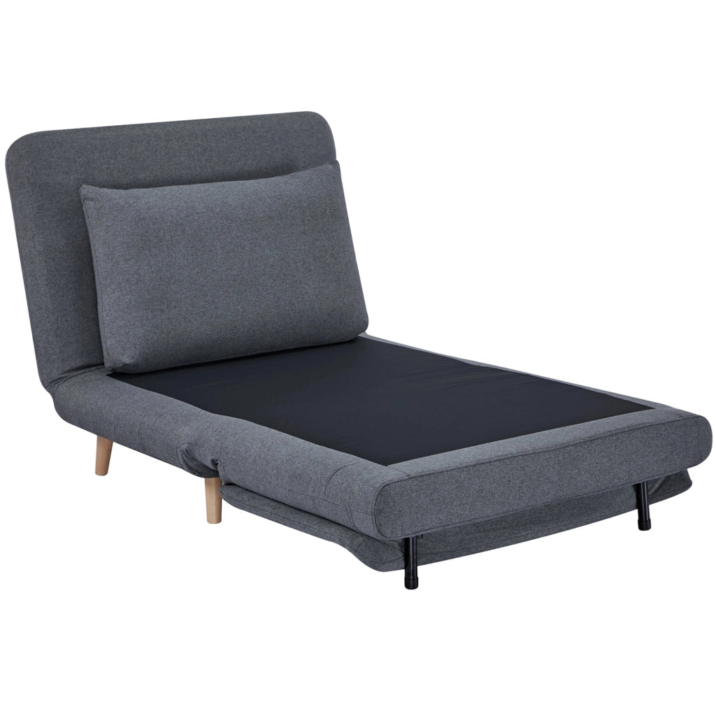 Poltrona letto ¨C zephmum ¨C Grigio con cuscino e gambe legno