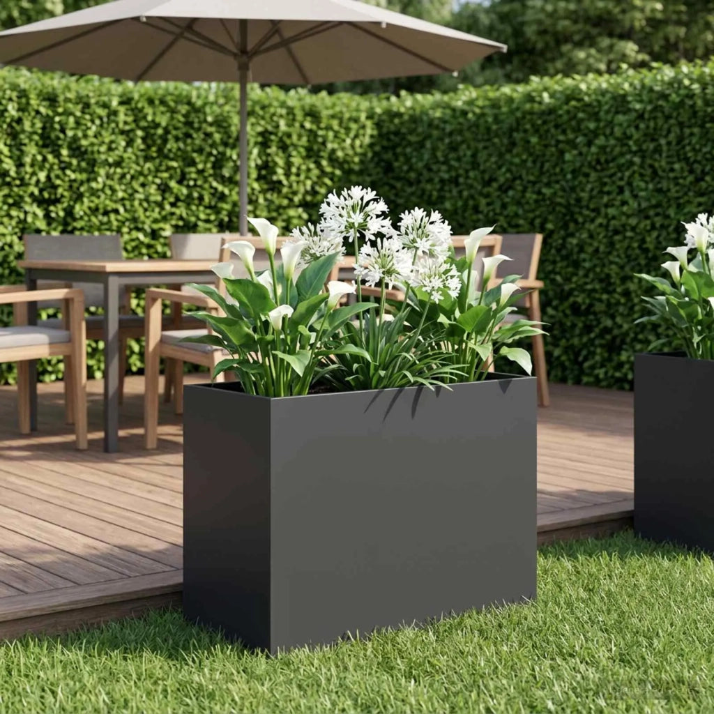 Vaso da giardino Nero 60 x 30 x 40 cm Acciaio laminato a freddo 8005554
