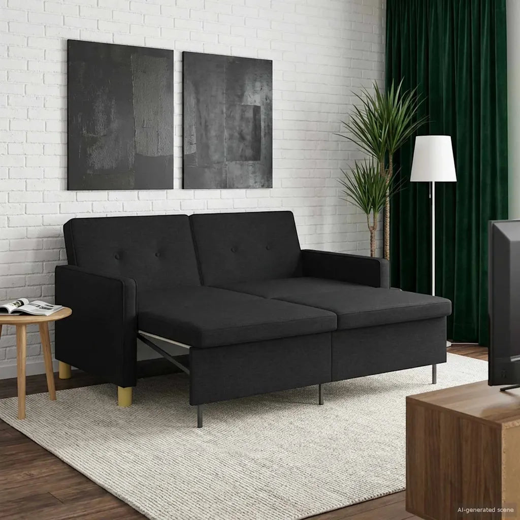 Divano letto | Sof¨¤ letto | Letto singolo Estraibile Nero Tessuto