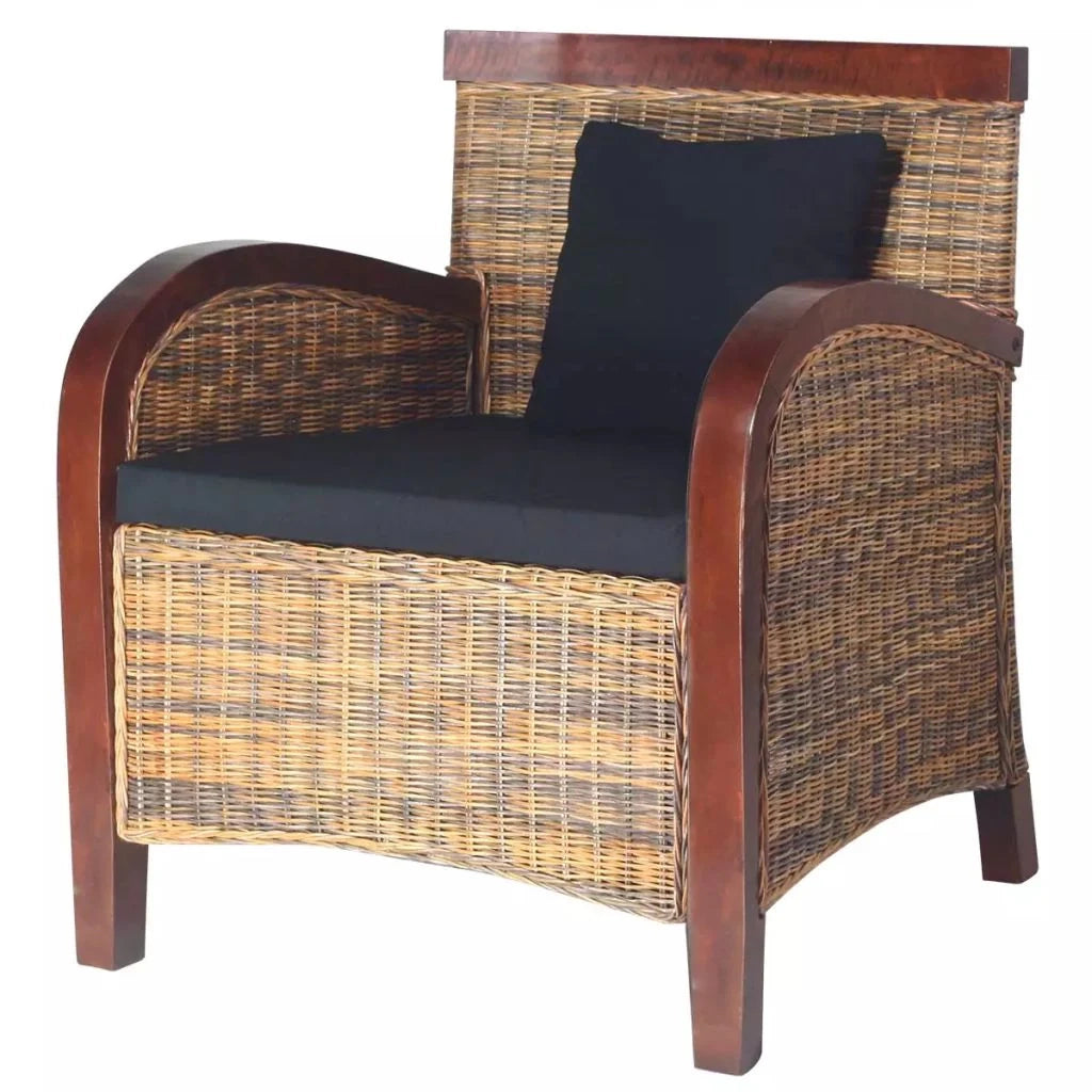 Poltrona sedia seduta lounge divano club di design soggiorno rattan intrecciato a mano marrone 1102077/3