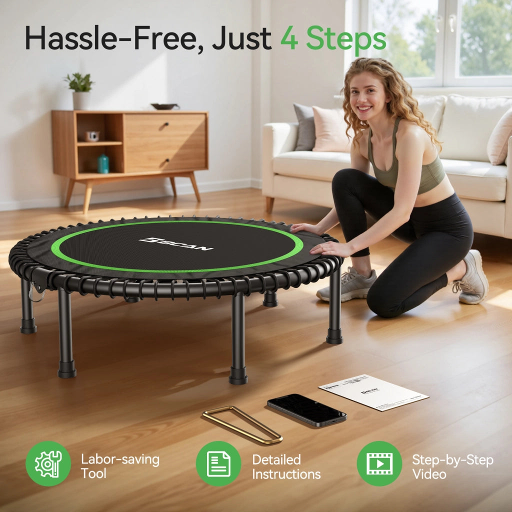 Trampolino Pieghevole Fitness 102CM ¨C zephmum ¨C Grigio