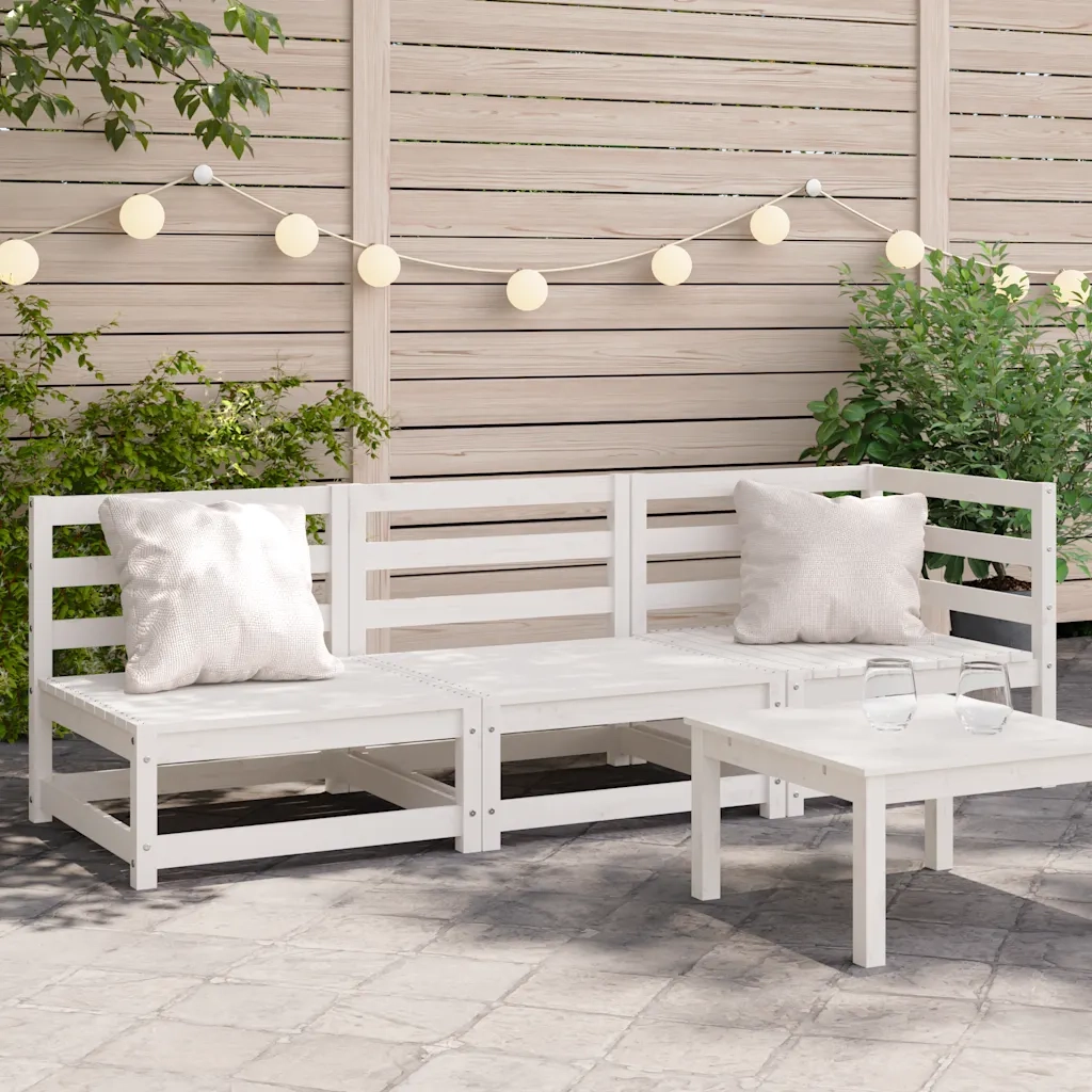 Divano da Giardino a 3 Posti-Sofa da Giardino-Divano da esterno in Legno Massello di Pino Bianco