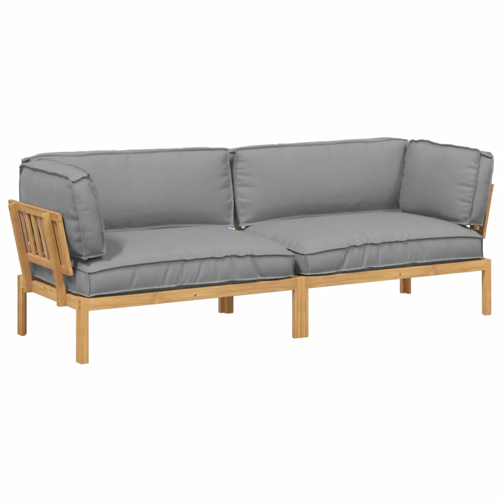 Set di divani con cuscino 2 pcs Grigio Legno di Acacia Massello